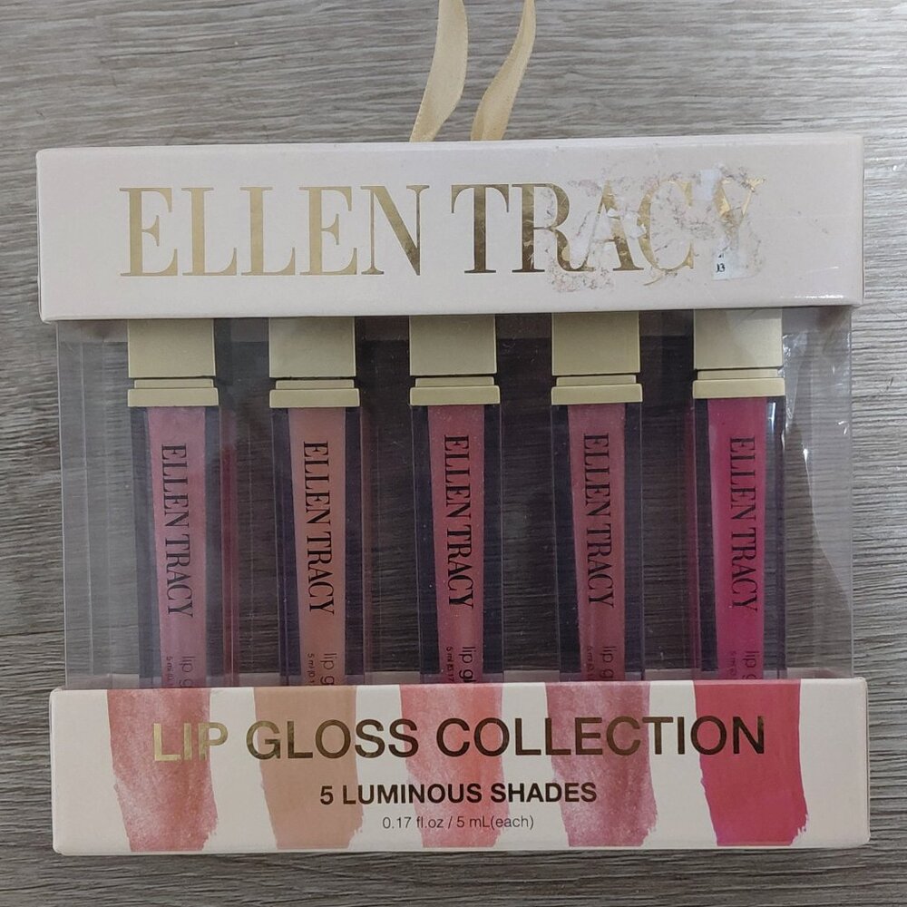 ELLEN TRACY Lip Gloss Collection | 5 Deluxe Essentials - Gold Set